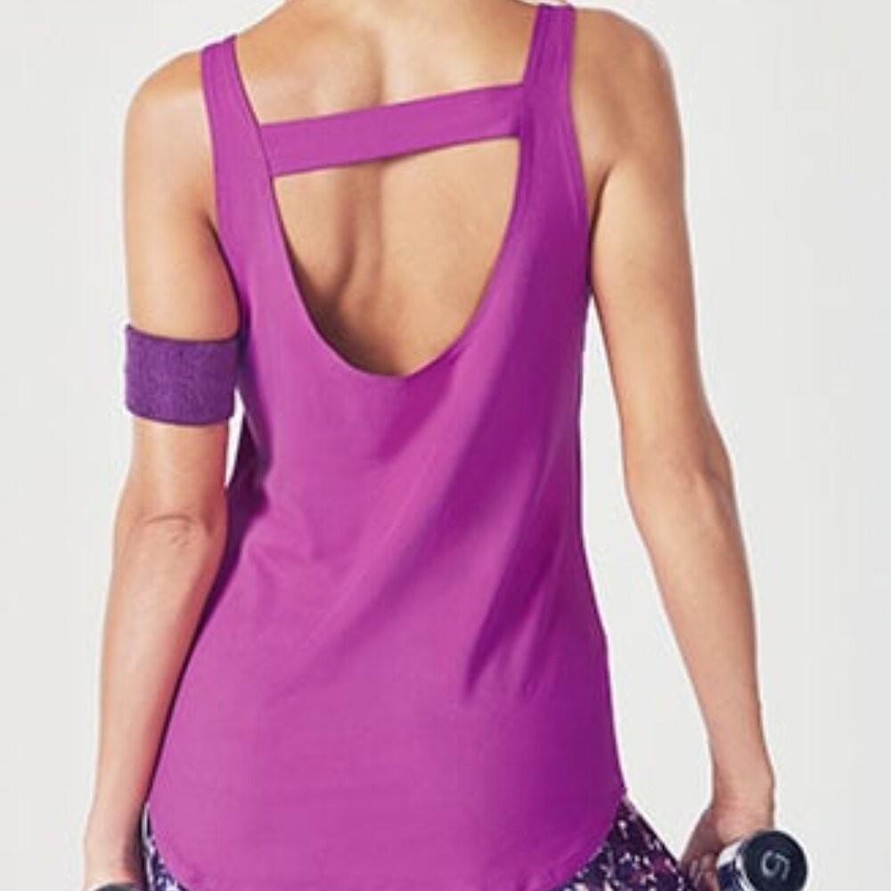 Fabletics Purple Open-Back Tank Top